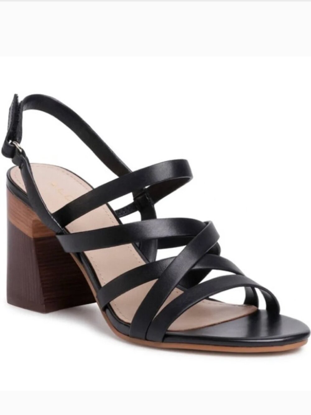 Aldo Dindiloa Black Strappy Block Heel Sandal - Women 6.5 size